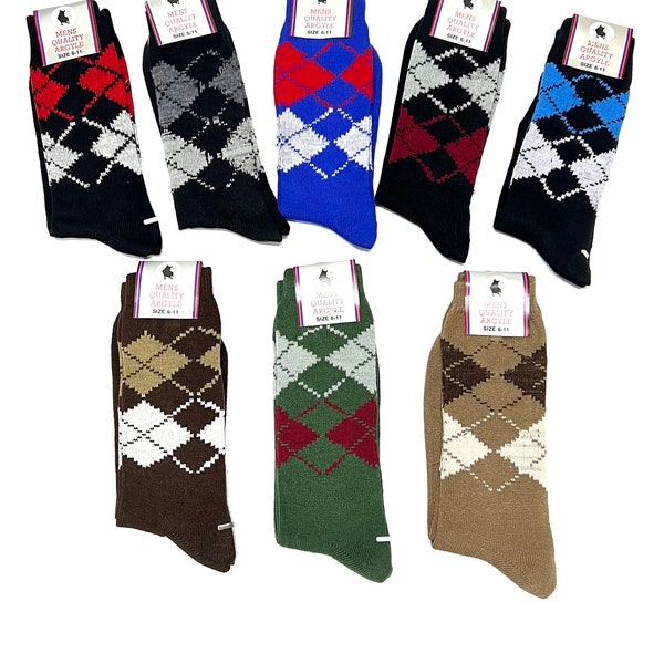 Mens Argyle Diamond pattern socks 6-11 shoe size