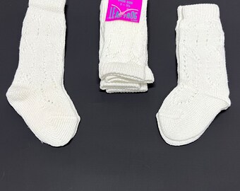 Lot de 2 paires de chaussettes longues en tricot blanches pour bébé