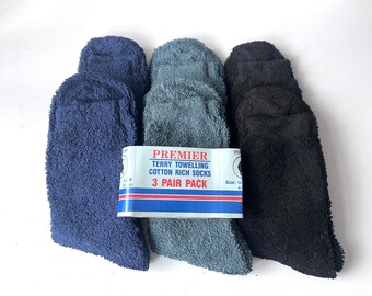 6 pairs of towelling socks navy black grey