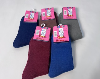 5 pairs of plain winter thermal socks bed socks grey blue beige burgundy