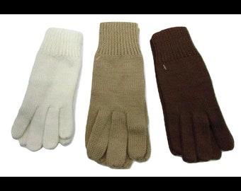 warm Italian wool blend winter hand gloves in brown beige or cream unisex adults