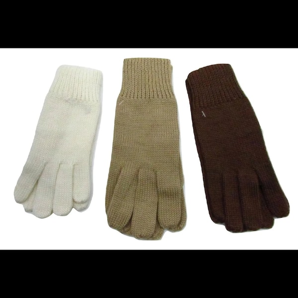 Gants d'hiver chauds en laine mélangée italienne marron beige ou crème unisexes adultes