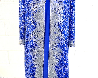 Royal Blue Ladies Dress & Coat with Embellished Diamante Work, wedding church special occasions