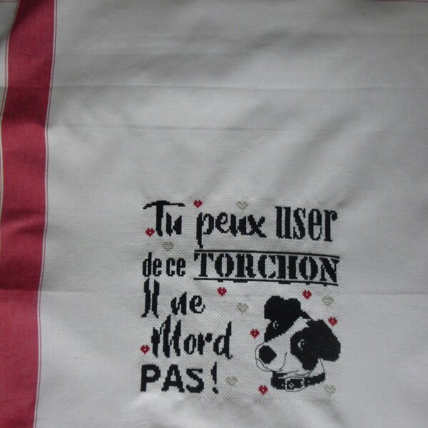 Torchon brodé - le Petit Chien -