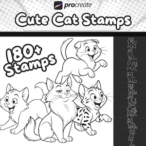 180+ Cartoon Cats Procreate Stamps , Procreate Cat Brushset , Procreate Animal Stamp Brushes , cute Animals Stamps , Procreate Pet Brushes
