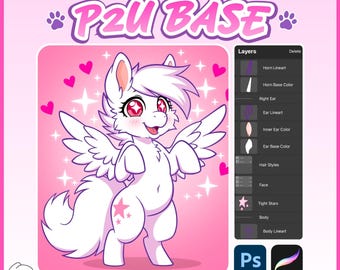 P2U Pony Base PSD, Pony YCH Base, mlp Base, Fully Layered Pony Template for Procreate Photoshop, OC Base, Adopts, Commission, Commercial Use