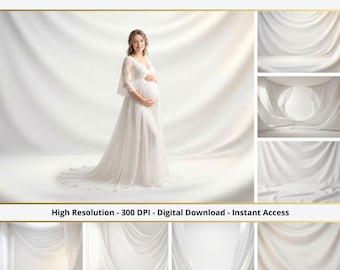 Fondos de estudio blancos, fondo de estudio con cortinas blancas, superposición de Photoshop, fondos para fotógrafos, superposiciones de maternidad, retratos de boda
