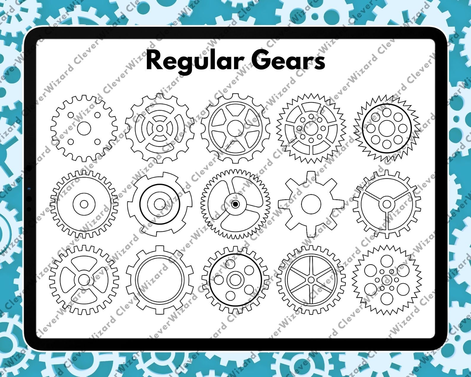 Gear Pattern Stamp Gear & Wheel Procreate Stamp Brush Set , Procreate Brush Set , Tattoo ...