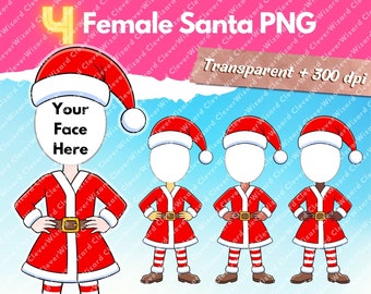 Faceless Female Christmas Santa claus PNG, Funny Santa png, Christmas Clipart, Merry Christmas png, digital download, Christmas Sublimation