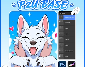 P2U Furry Base PSD, Canine Anthro Fursona Template, Fully Layered Procreate & Photoshop Base, OC, YCH, Adopts, Commissions, Commercial Use
