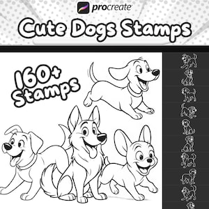 160+ Cartoon Dogs Procreate Stamps , Procreate Dog Brushset , cute Animals Stamps , Procreate Pet Brushes , Procreate Animal Stamp Brushes