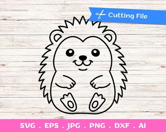 Baby Hedgehog Outline SVG cut files for Cricut and Silhouette - Baby Forest Woodland Animal Clipart PNG - hedgehog clipart hedgehog cut file