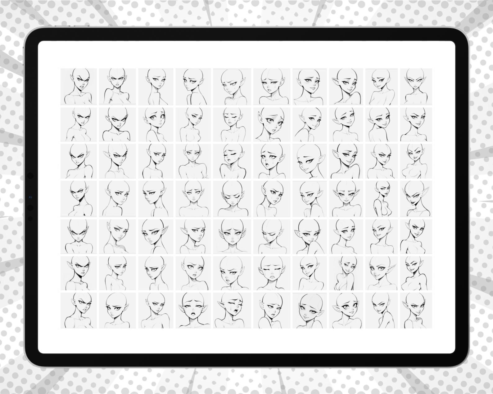 Female Elf Procreate Face Stamps, Procreate Head Base, Procreate ...