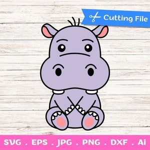 Layered Baby Hippopotamus SVG cut files for Cricut and Silhouette, Cute Hippo, Hippo cut File, baby animal, Safari Animal svg, Hippo clipart