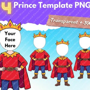 4 Gesichtslose kleine Prinz PNG Vorlage, Prinz Clipart Sofortiger Download, Prinz PNG, Kinderzimmer Dekor, PNG Sublimation, Junge Geburtstag Dekor DIY