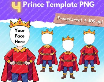 4 Plantilla PNG de principito sin rostro, descarga instantánea de imágenes prediseñadas de príncipe, príncipe png, decoración de guardería, sublimación PNG, decoración de cumpleaños de niño DIY