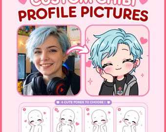 Custom Chibi Profile Picture, Anime PFP, YCH Commission, Discord & Twitch Avatar, Personalized Gamer Icon, VTuber avatars, Cute Portrait