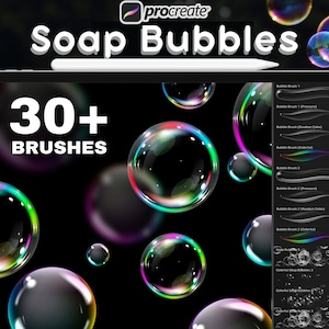 31 Bubbles Procreate Pinsel, Bubble Cluster, Bubbles Brushes für Procreate, Seifenblasenpinsel, Lettering Brush Pack