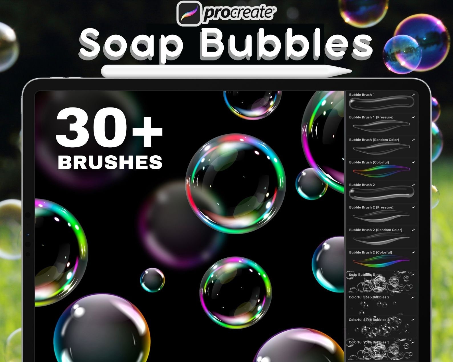 31 Bubbles Procreate Brushes, Bubble Cluster, Bubbles stamps for procreate, Soap bubble stamps, Procreate Bubble brush, Lettering Brush Pack