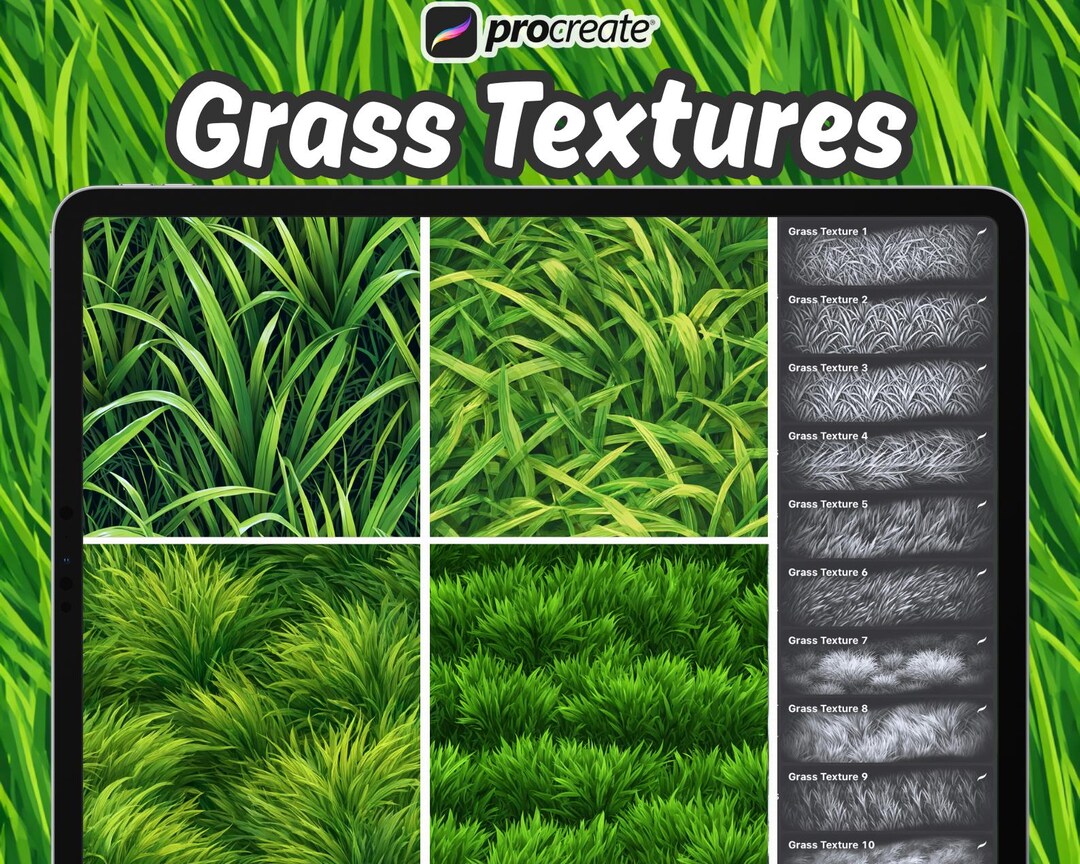 100 Grass Texture Brushes for Procreate, Grass Procreate Texture ...
