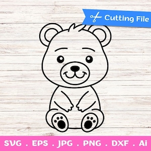 Baby Bear Outline SVG cut file for Cricut and Silhouette - svg, png, dxf, eps files included - Instant Digital Download - Bear clipart