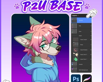 Furry P2U Base PSD, Fursona Icon Base, Anthro Headshot Template, Layered Procreate & Photoshop Base, YCH Base, OC Base, Adopts Commissions