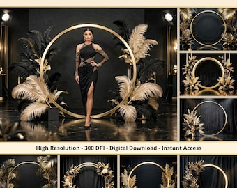 36 Elegant Black and Gold Backdrops, Maternity and Wedding Portrait Backgrounds, Couple Portraits, Fine Art Studio Background, Photo Edit