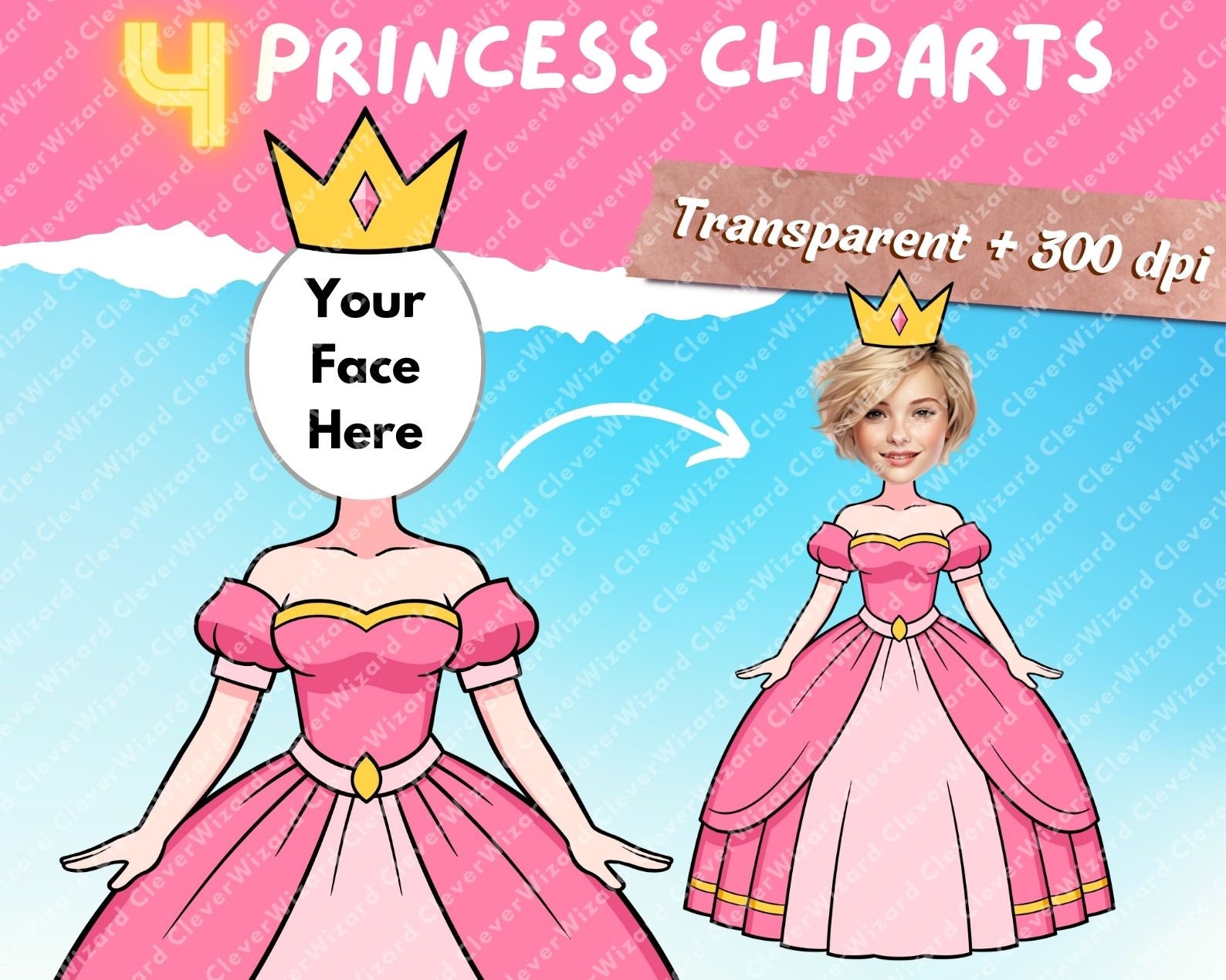 princess without dress Faceless Princess PNG Template, Digital Download, PNG Sublimation,  Fairytale, Girl, Birthday Decor DIY, Princess Clipart Instant Download