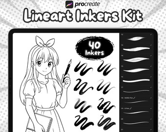 Procreate line art brushes , Inkers , Procreate jelly brushes , Procreate sketch brushes , Procreate Fine Line brushes , Inking and Lineart