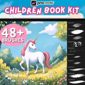 48+ Procreate Brushes Children Book Kit , story book procreate , Drawing Bundle , Crayon for procreate Brushes , Pencil and Texture Brushes