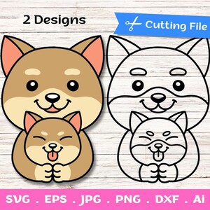 Dog Hug SVG cut files for Cricut and Silhouette - Cute Puppy SVG - Cartoon Dog SVG - Cartoon Dog Clip Art - Dog Lover svg - Cute Animal Svg