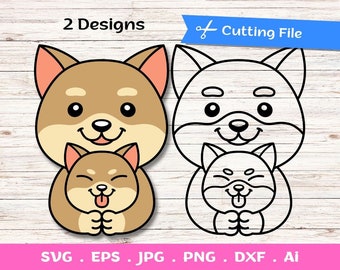 Hund Umarmung SVG geschnittene Dateien für Cricut und Silhouette - niedlicher Welpe SVG - Cartoon Hund SVG - Cartoon Hund Clip Art - Hundeliebhaber svg - niedliches Tier svg