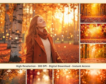 36 Autumn Bokeh Digital Photography Backdrops, Photoshop Overlays, Studio Backdrops For Photographers, Maternity and Wedding Backdrops