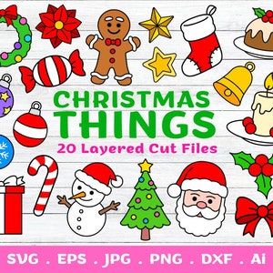 Layered Christmas Things SVG cut files for Cricut and Silhouette - Merry Christmas svg Bundle, Christmas Clipart, Santa Svg, Holidays Svg