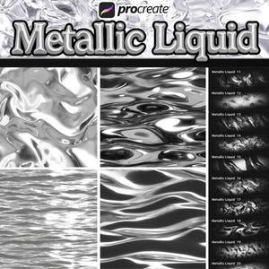 120+ Liquid Metal Texture Procreate brushes, Metallic textured Brushes for Procreate, Seamless Textures Brushes, Procreate Seamless Pattern