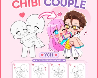 Custom Chibi Couple YCH Commission | Yumeship Couple Art | You x Anime Character | OC x Canon | Cute Chibi Drawing | Anime Couple Commission