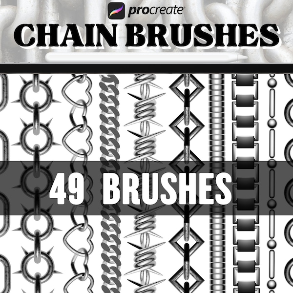 Chain Brush Set for Procreate , Procreate Chain Brushes, Procreate Stamp brushes, texture brushes