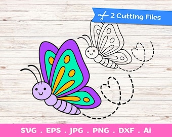 Outline and Layered Butterfly SVG cut files for Cricut and Silhouette, svg, png, jpg, Butterfly Cut file, Butterfly Clipart, Butterflies Svg