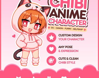 Custom Full Body Chibi Character Art Commission, Personalized Kawaii Character, Anime Profile Picture, Stickers, No AI, OC, Furry, Fanart