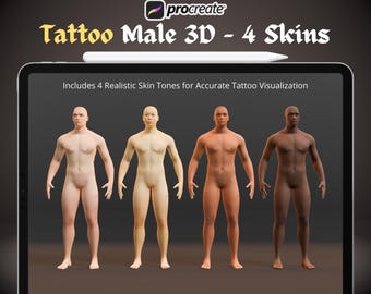 4K Procreate Male Body 3D models , Procreate Tattoo model , tattoo simulation , Procreate 3D Human Models, 3D man model for tattoo artists
