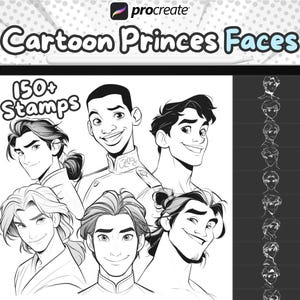 Procreate Cartoon Prinz Gesicht Stempel, Procreate Cartoon männlicher Kopf Stempel, Procreate Kopfbasis, Kopf Referenz, Procreate Cartoon Kopf