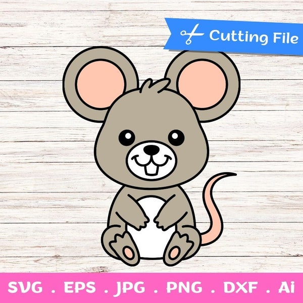 Layered Baby Mouse SVG cut files for Cricut and Silhouette - Baby Forest Woodland Animal Clipart PNG, Woodland Animals Svg, Mouse clipart