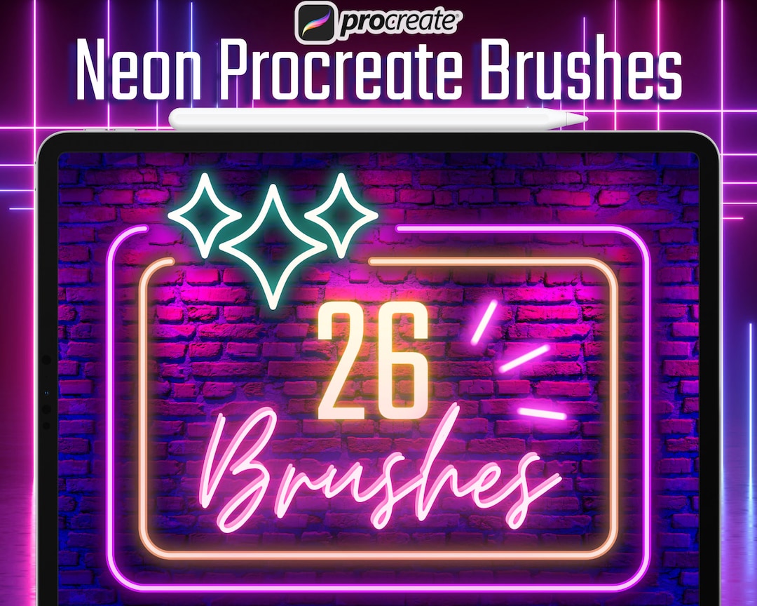Procreate Neon Brushes , Procreate Brush Set With Neon Effect , Neon Lettering Brush , Procreate