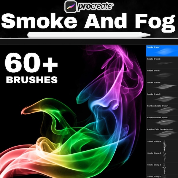 60 pinceaux de brouillard et de fumée procréés, pinceaux de fumée réalistes, timbres de fumée pour procréer, pinceaux de brouillard pour procréer, ensemble de pinceaux de brouillard procréer