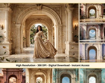 36 Palace Arch Backdrops, Wedding and Maternity Backdrops, Portrait Photography Photoshop Overlays, Photoshop Composite Set, Studio Backdrop
