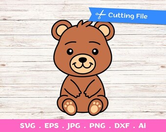Fichier coupé Baby Bear Layered SVG pour Cricut Silhouette - fichiers svg, png, dxf inclus - animaux des bois svg - Bear clipart, Baby Animal SVG