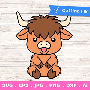 Baby Highland Kuh geschichtete SVG-Datei - schneidbare Design SVG Png Dxf Eps für Cricut und Silhouette, Vinyl Aufkleber, Tshirt Design, scrapbooking