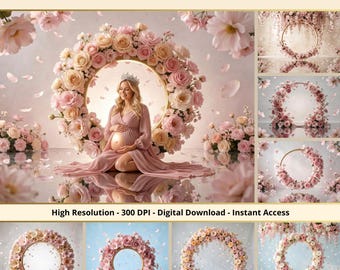 36 Floral Swing Backdrops, Maternity Photography Backgrounds, Baby Shower Portraits, Photoshop Overlays, Newborn Photos, Studio Backdrops