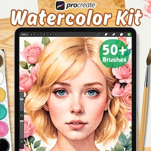 50+ realistische aquarelpenselen voor Procreate, Procreate-aquarelkit, natte penselen, textuur aquarelpapier, nat in nat, droog in nat