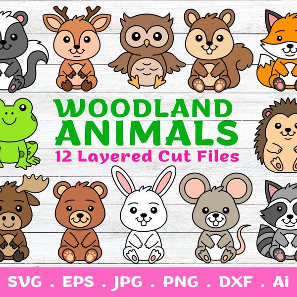 Layered Woodland Animals SVG cut files for Cricut and Silhouette - Cute Woodland Animals, forest animals svg, forest animals clip art Bundle